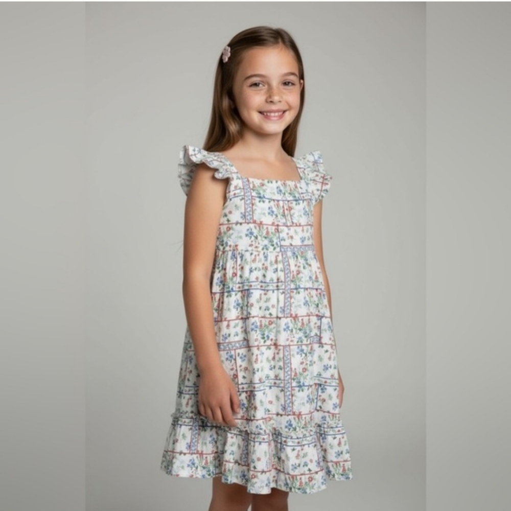 Janie and Jack Floral Patchwork Bluebonnet Wildflower Sundress Size 8🪻🪻